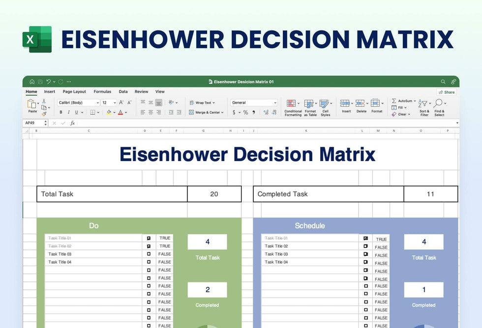 Excel-Templates Slides Eisenhower Matrix Decision Matrix Spreadsheet S08072301 powerpoint-template keynote-template google-slides-template infographic-template