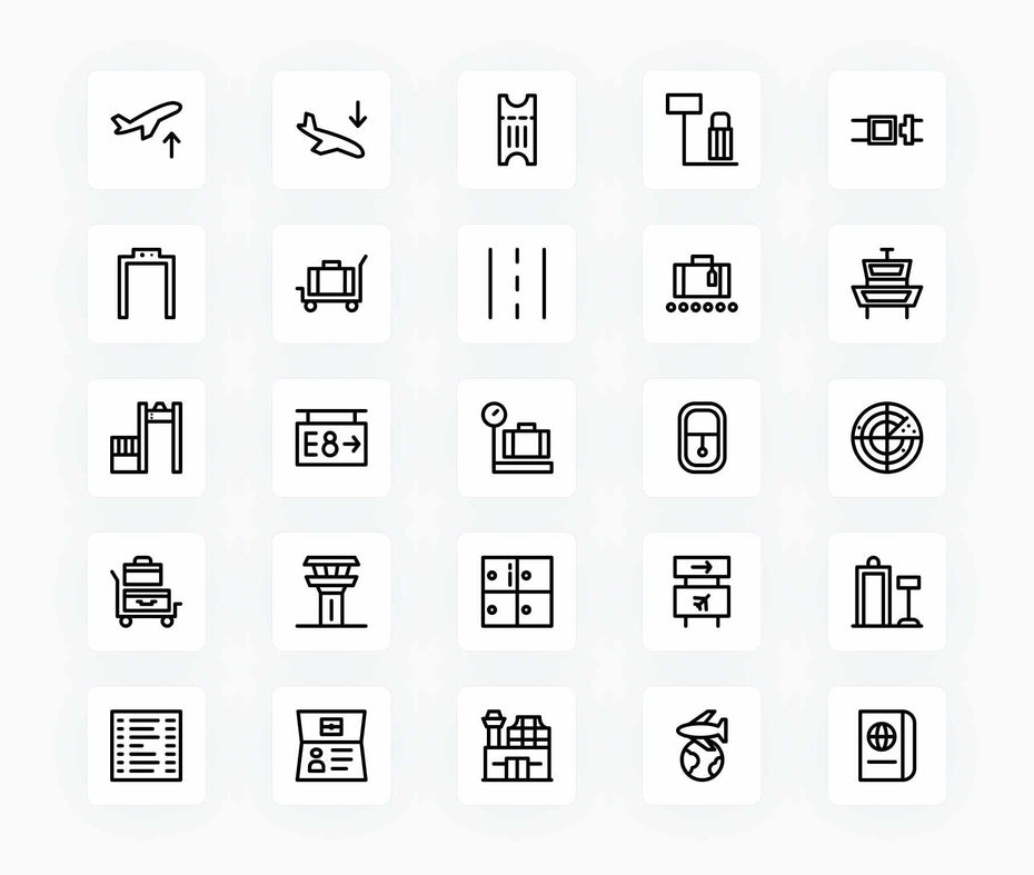 Airport-Outline-Vector-Icons Icons Airport Outline Vector Icons S12172102 powerpoint-template keynote-template google-slides-template infographic-template