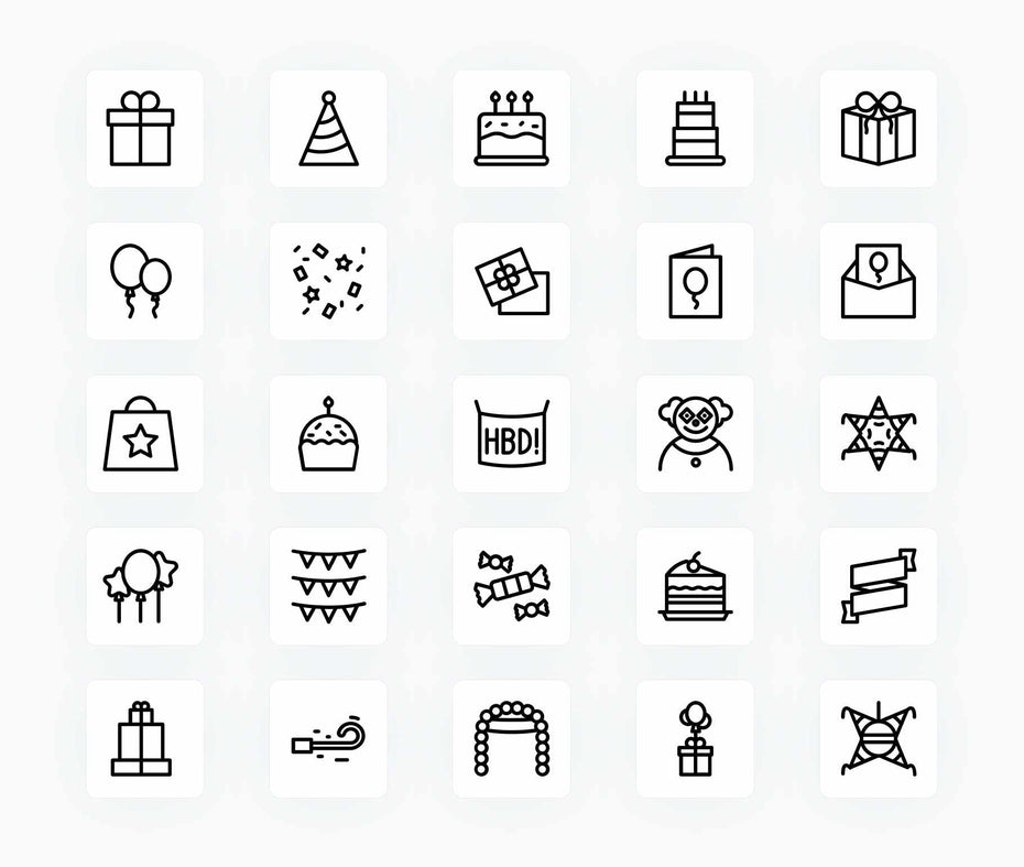 Birthday-Outline-Vector-Icons Icons Birthday Outline Vector Icons S12172101 powerpoint-template keynote-template google-slides-template infographic-template