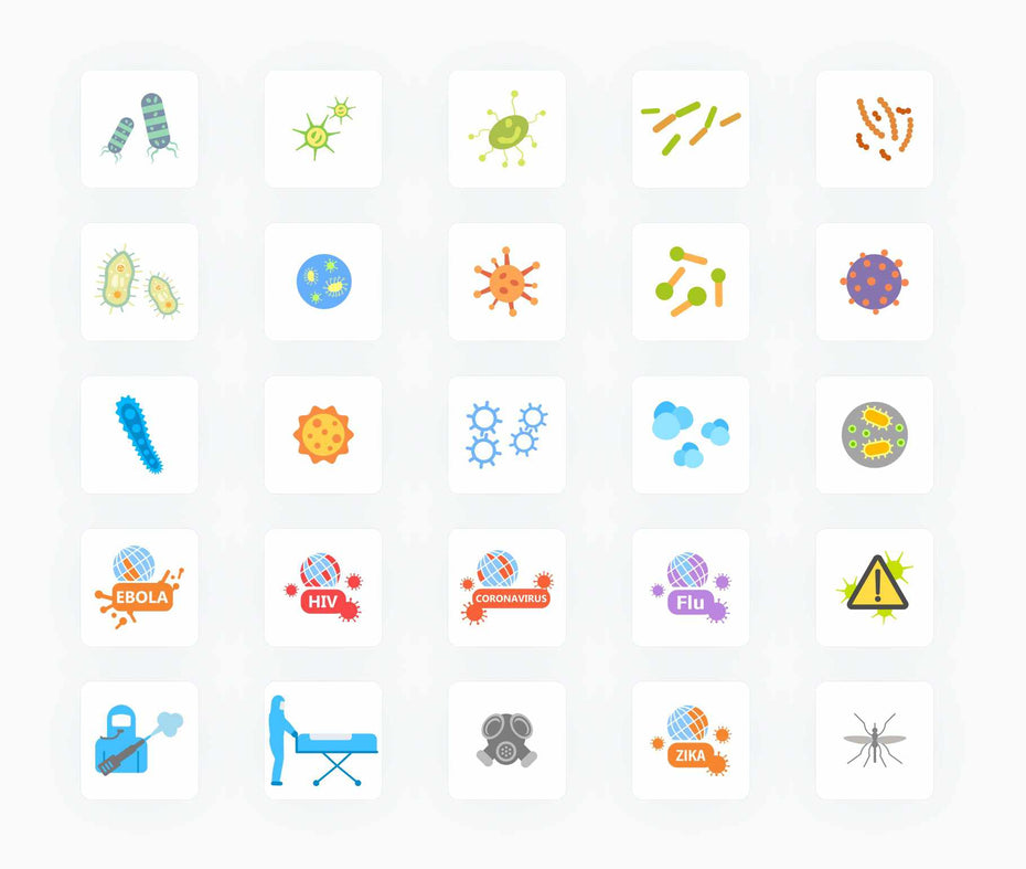 Pandemic Viruses and Flu-Flat-Vector-Icons Icons Pandemic Viruses and Flu Flat Vector Icons S12082101 powerpoint-template keynote-template google-slides-template infographic-template