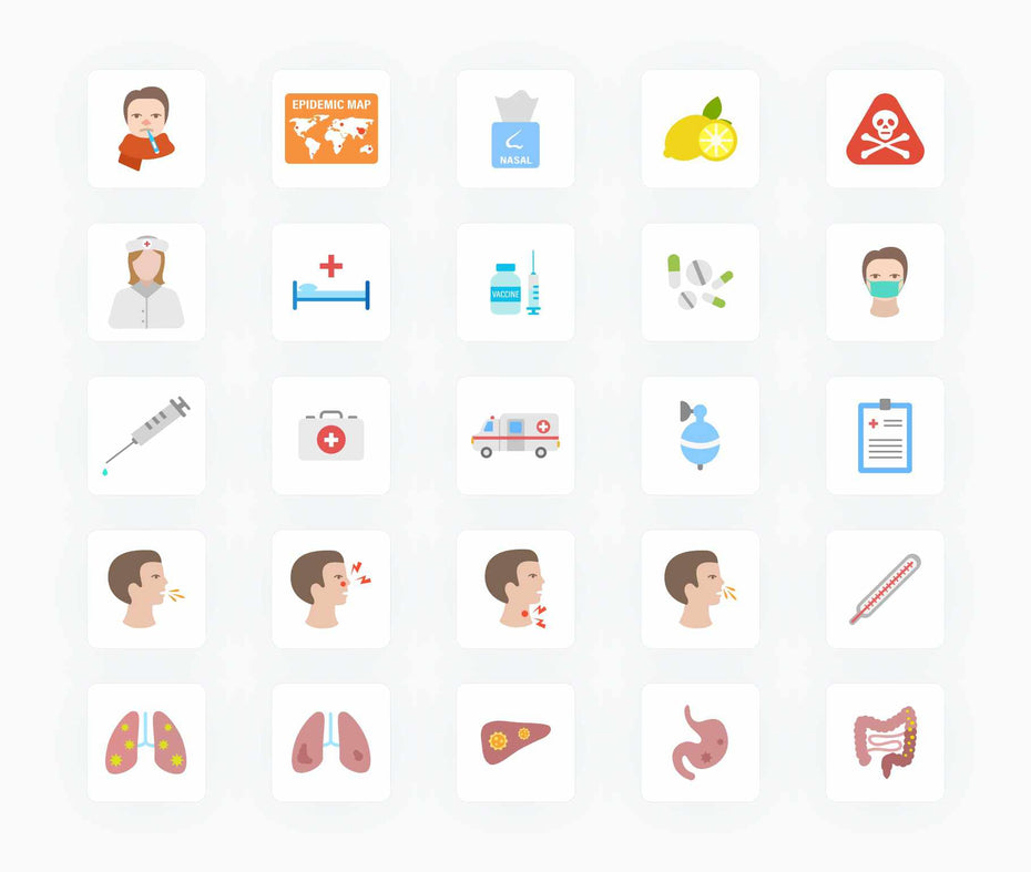 Pandemic Viruses and Flu-Flat-Vector-Icons Icons Pandemic Viruses and Flu Flat Vector Icons S12082102 powerpoint-template keynote-template google-slides-template infographic-template