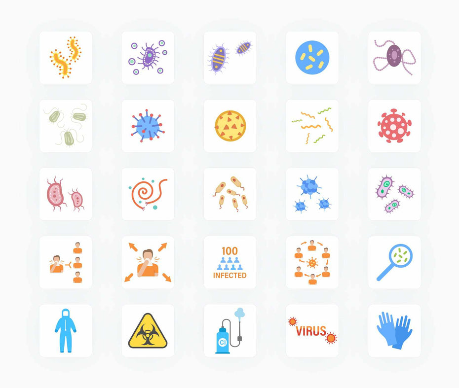 Pandemic Viruses and Flu-Flat-Vector-Icons Icons Pandemic Viruses and Flu Flat Vector Icons S12082103 powerpoint-template keynote-template google-slides-template infographic-template
