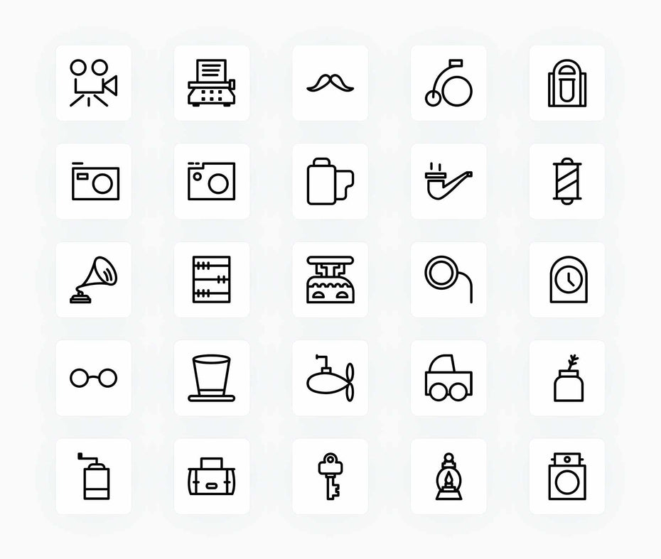 Retro-Outline-Vector-Icons Icons Retro Outline Vector Icons S12212102 powerpoint-template keynote-template google-slides-template infographic-template