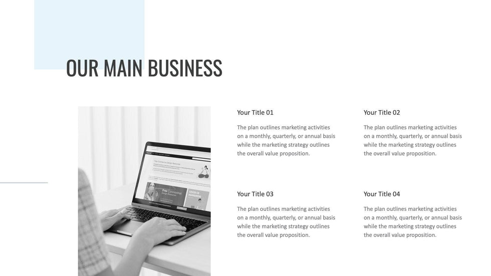 Annual-Report-Deck Slides Blue Light Black and White Minimal and Simple Presentation Annual Report Template S04212301 powerpoint-template keynote-template google-slides-template infographic-template