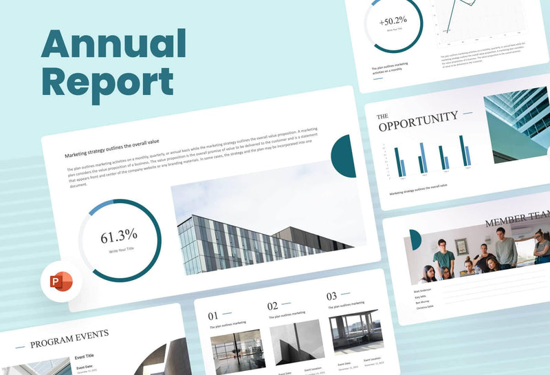 Annual-Report-Deck Slides Caribbean Green White Professional and Clean Presentation Annual Report Template S04212301 powerpoint-template keynote-template google-slides-template infographic-template