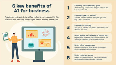 Artificial Intelligence-Slides Slides Six Key Benefits of AI for Business Artificial Intelligence Infographic Template powerpoint-template keynote-template google-slides-template infographic-template