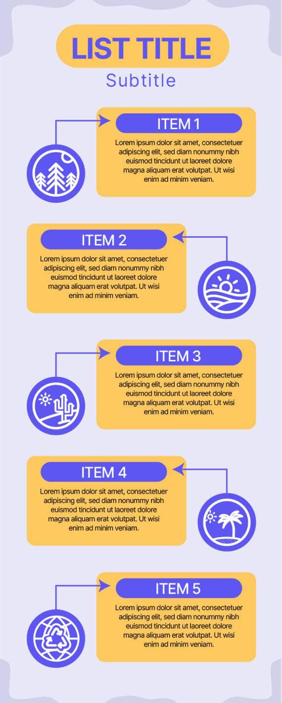 List-Infographics Infographics Yellow and Violet List Infographic Template powerpoint-template keynote-template google-slides-template infographic-template