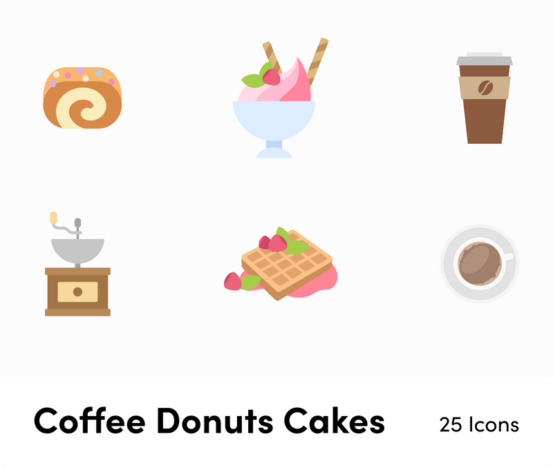 Accounting-Flat-Vector-Icons Icons Coffee Donuts and Cakes Items Flat Vector Icons S02142201 powerpoint-template keynote-template google-slides-template infographic-template