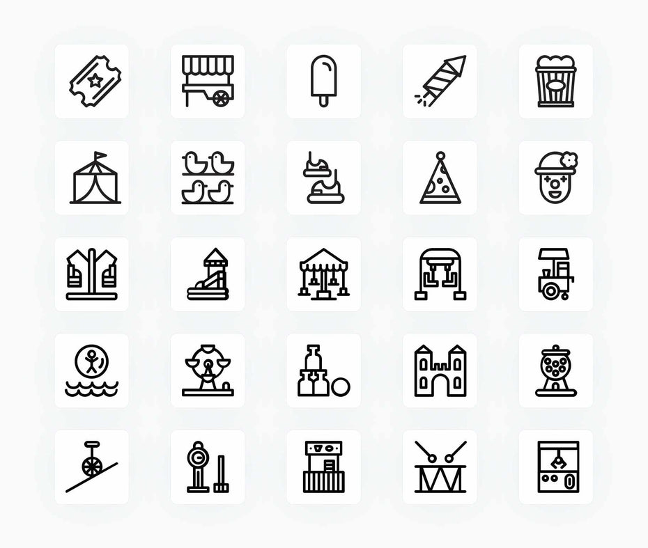 Amusement Park-Outline-Vector-Icons Icons Amusement Park Outline Vector Icons S12172101 powerpoint-template keynote-template google-slides-template infographic-template