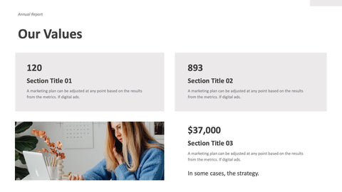 Annual-Report-Deck Slides Minimalist Annual Report Presentation Template powerpoint-template keynote-template google-slides-template infographic-template