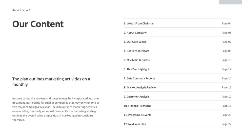 Annual-Report-Deck Slides Minimalist Annual Report Presentation Template powerpoint-template keynote-template google-slides-template infographic-template
