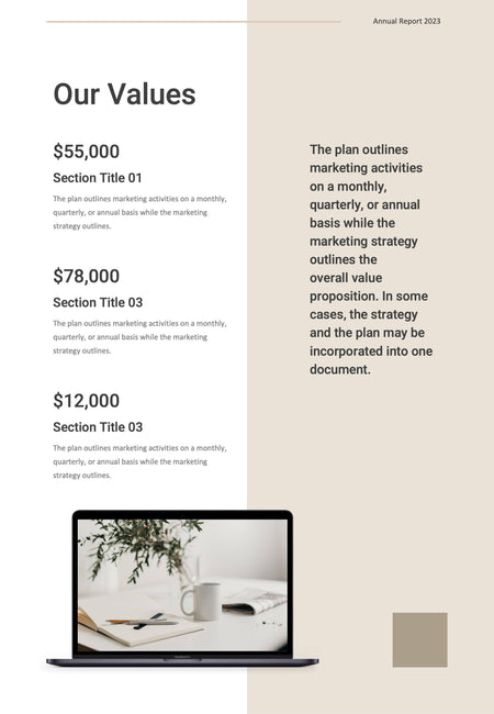 Annual-Report-Documents Documents Beige and Dark Gray Minimalist Annual Report PowerPoint Template powerpoint-template keynote-template google-slides-template infographic-template