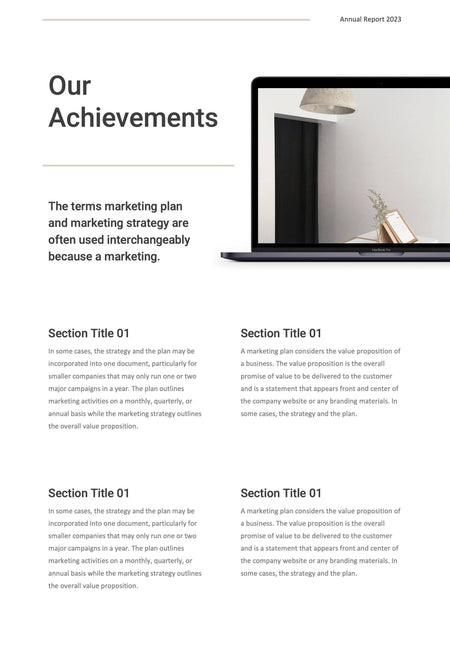 Annual-Report-Documents Documents Beige and Dark Gray Minimalist Annual Report PowerPoint Template powerpoint-template keynote-template google-slides-template infographic-template