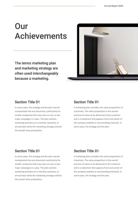 Annual-Report-Documents Documents Beige and Dark Gray Minimalist Annual Report PowerPoint Template powerpoint-template keynote-template google-slides-template infographic-template