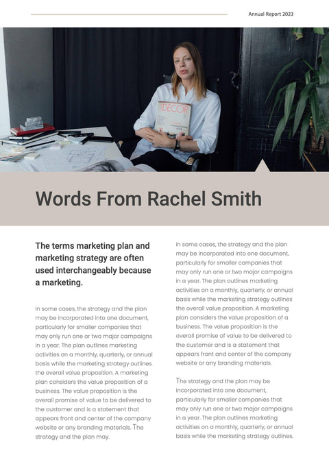 Annual-Report-Documents Documents Beige and Dark Gray Minimalist Annual Report PowerPoint Template powerpoint-template keynote-template google-slides-template infographic-template