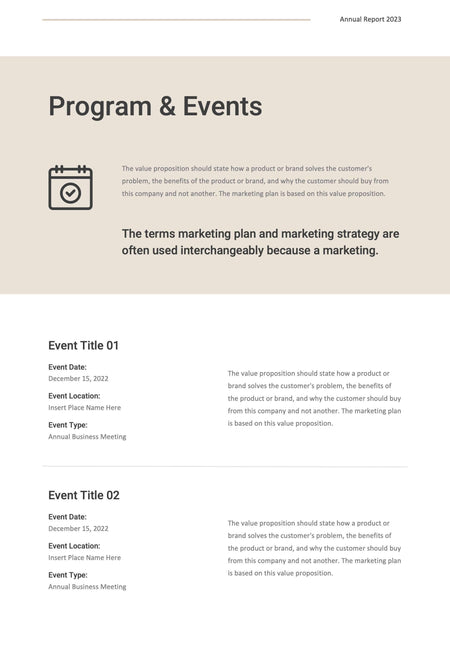 Annual-Report-Documents Documents Beige and Dark Gray Minimalist Annual Report PowerPoint Template powerpoint-template keynote-template google-slides-template infographic-template