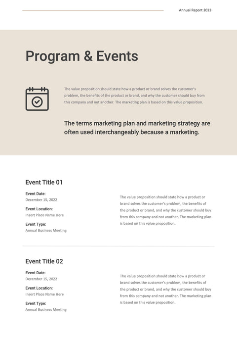 Annual-Report-Documents Documents Beige and Dark Gray Minimalist Annual Report PowerPoint Template powerpoint-template keynote-template google-slides-template infographic-template