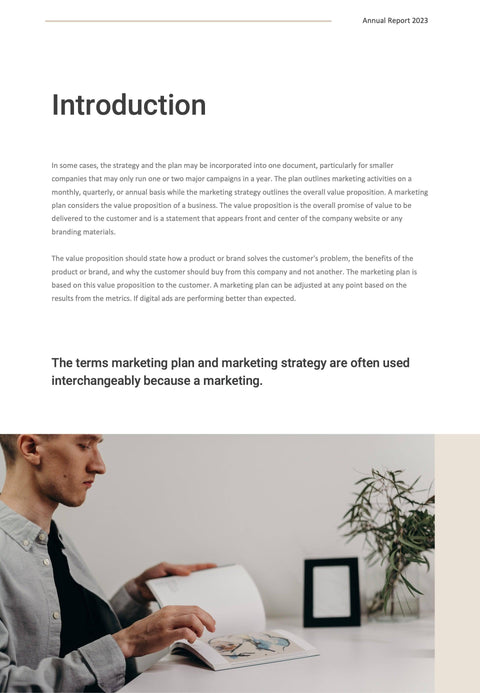 Annual-Report-Documents Documents Beige and Dark Gray Minimalist Annual Report PowerPoint Template powerpoint-template keynote-template google-slides-template infographic-template