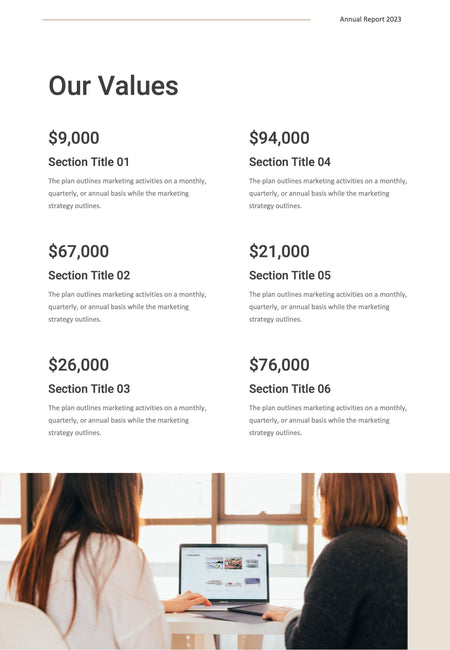 Annual-Report-Documents Documents Beige and Dark Gray Minimalist Annual Report PowerPoint Template powerpoint-template keynote-template google-slides-template infographic-template