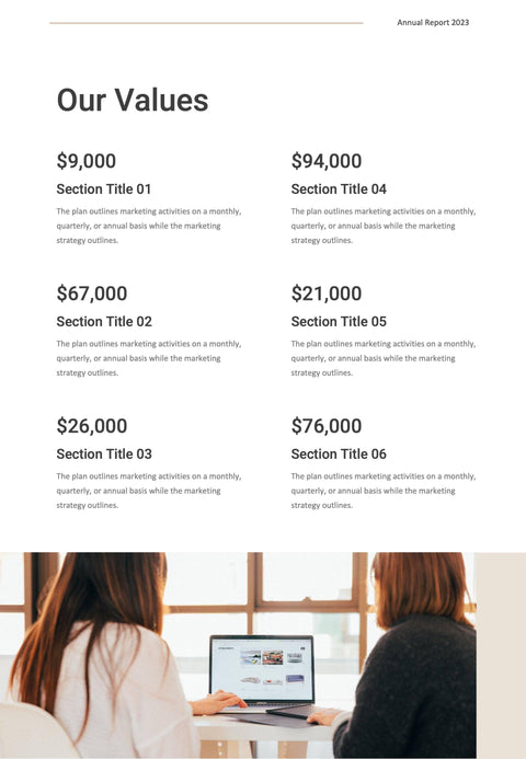 Annual-Report-Documents Documents Beige and Dark Gray Minimalist Annual Report PowerPoint Template powerpoint-template keynote-template google-slides-template infographic-template