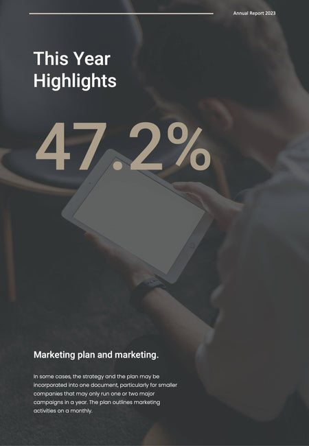 Annual-Report-Documents Documents Beige and Dark Gray Minimalist Annual Report PowerPoint Template powerpoint-template keynote-template google-slides-template infographic-template