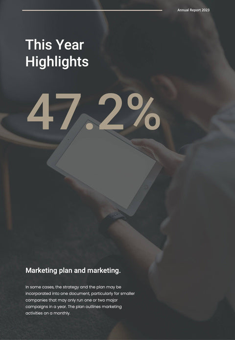 Annual-Report-Documents Documents Beige and Dark Gray Minimalist Annual Report PowerPoint Template powerpoint-template keynote-template google-slides-template infographic-template