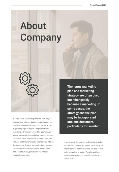 Annual-Report-Documents Documents Beige and Dark Gray Minimalist Annual Report PowerPoint Template powerpoint-template keynote-template google-slides-template infographic-template