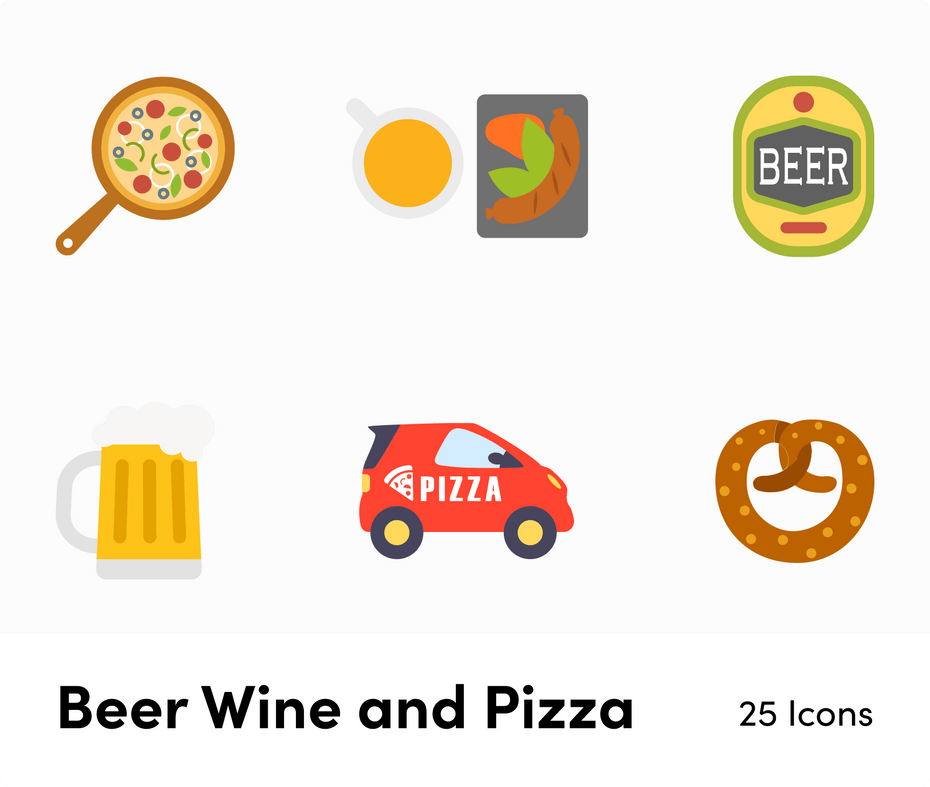 Beer Wine and Pizza-Flat-Vector-Icons Icons Beer Wine and Pizza Flat Vector Icons S12092101 powerpoint-template keynote-template google-slides-template infographic-template