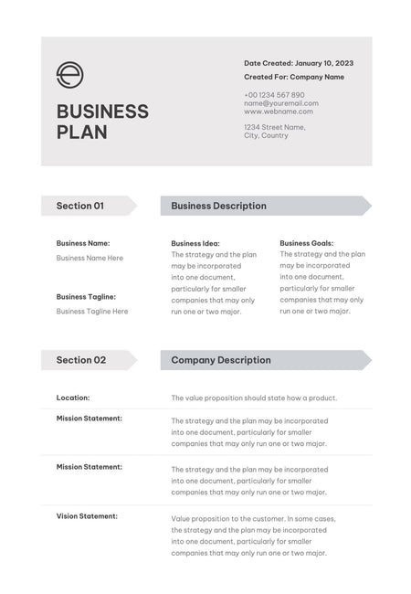 Business-Plan-Templates Documents Gray and Blue Light Business Plan Template S01022301 powerpoint-template keynote-template google-slides-template infographic-template
