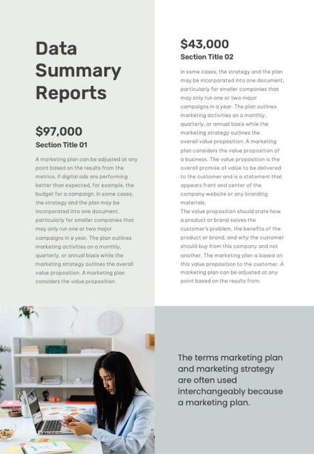 Business-Proposal-2-Pages-Infographics Documents Aqua Spring Minimalist Annual Report Portrait PowerPoint Template powerpoint-template keynote-template google-slides-template infographic-template