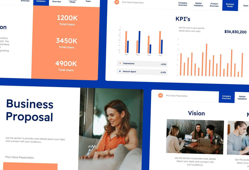 Business-Proposal-Deck Slides Royal Blue Light Orange Minimal and Simple Presentation Business Proposal Template S10072201 powerpoint-template keynote-template google-slides-template infographic-template