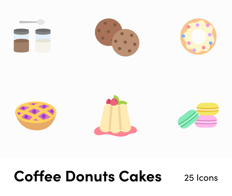 Coffee-Donuts-Cakes-Flat-Vector-Icons Icons Coffee Donuts and Cakes Items Flat Vector Icons S02142204 powerpoint-template keynote-template google-slides-template infographic-template