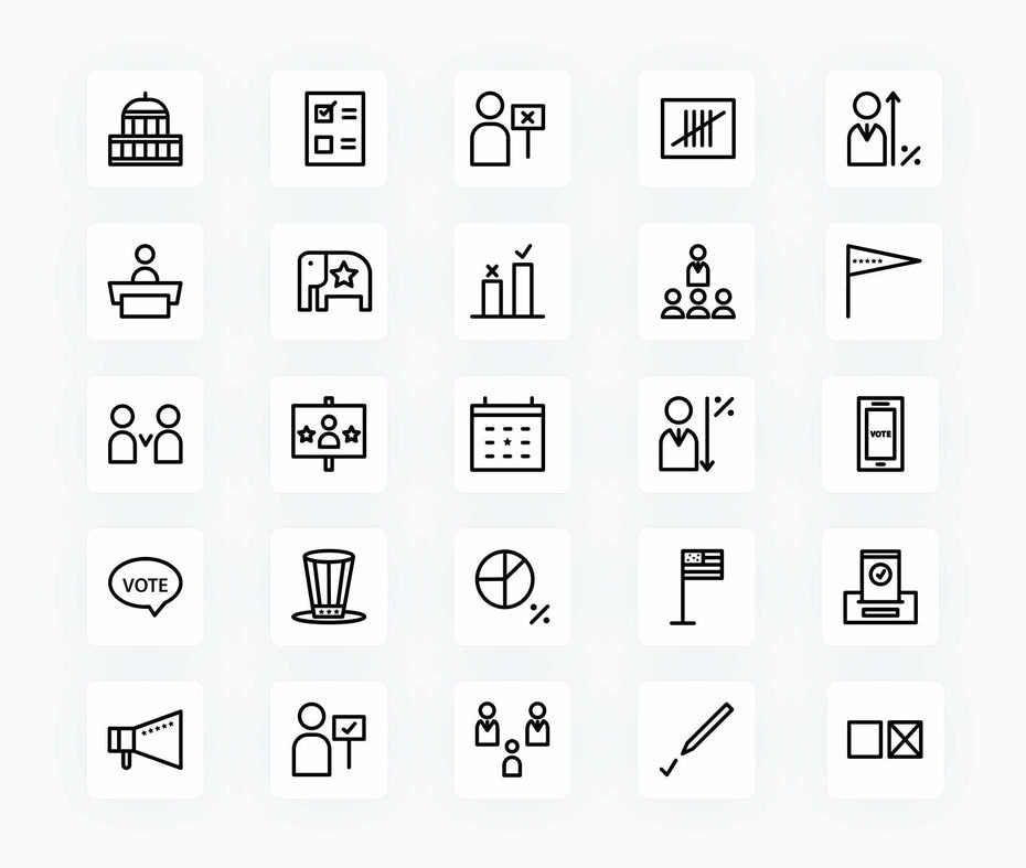 Election Votes US Flag-Outline-Vector-Icons Icons Election Votes US Flag Outline Vector Icons S12172102 powerpoint-template keynote-template google-slides-template infographic-template