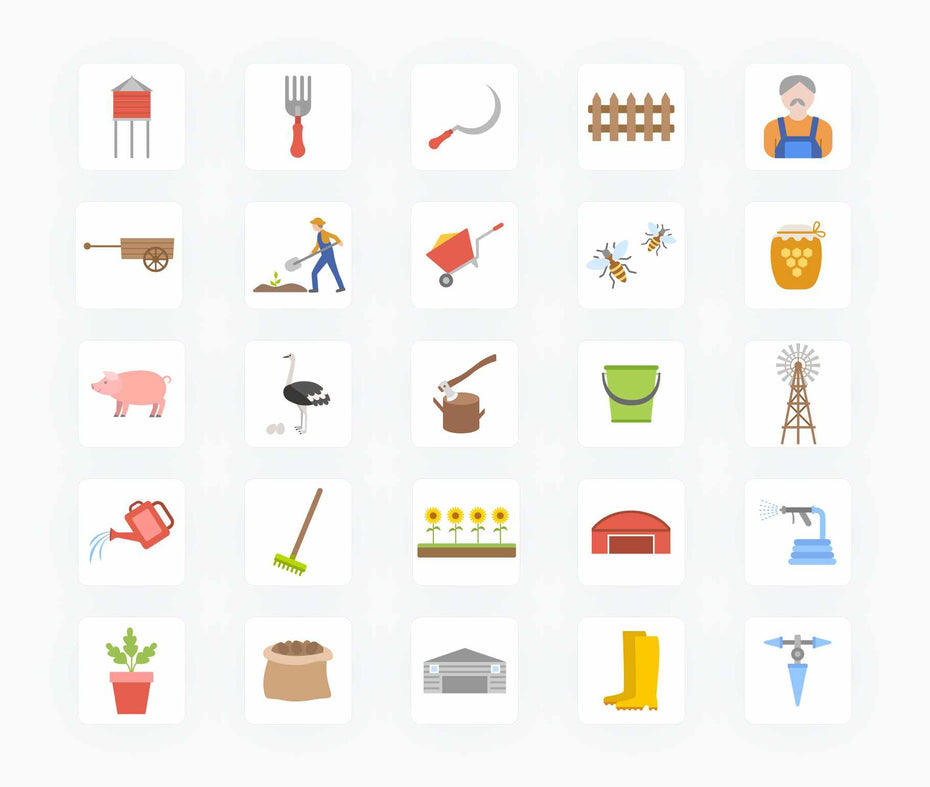 Farm-Flat-Vector-Icons Icons Farm Flat Vector Icons S01192202 powerpoint-template keynote-template google-slides-template infographic-template