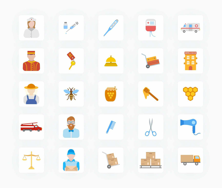 Job Types-Flat-Vector-Icons Icons Job Types Flat Vector Icons S12082102 powerpoint-template keynote-template google-slides-template infographic-template