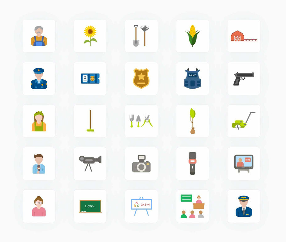 Job Types-Flat-Vector-Icons Icons Job Types Flat Vector Icons S12082103 powerpoint-template keynote-template google-slides-template infographic-template