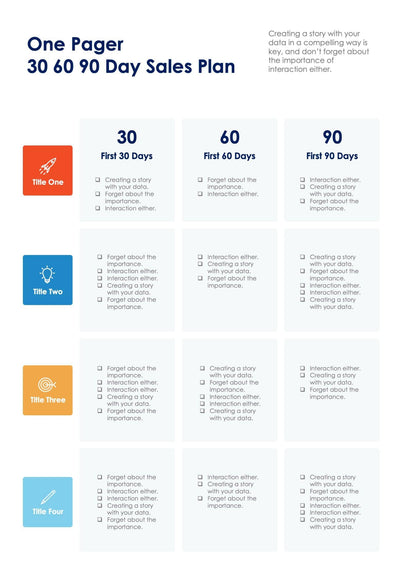One-Pagers-Slides Infographics Four Colors One Page Day Sales Plan Report Document powerpoint-template keynote-template google-slides-template infographic-template