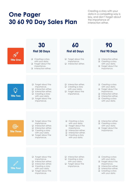 One-Pagers-Slides Infographics Four Colors One Page Day Sales Plan Report Document powerpoint-template keynote-template google-slides-template infographic-template
