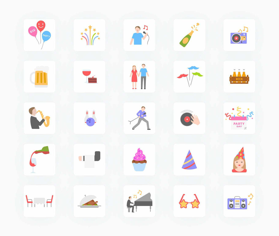 Party-Flat-Vector-Icons Icons Party Flat Vector Icons S01192203 powerpoint-template keynote-template google-slides-template infographic-template