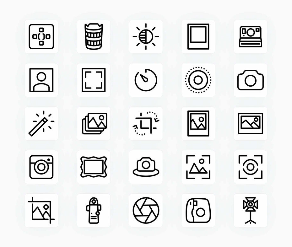 Photography-Outline-Vector-Icons Icons Photography Outline Vector Icons S12162101 powerpoint-template keynote-template google-slides-template infographic-template