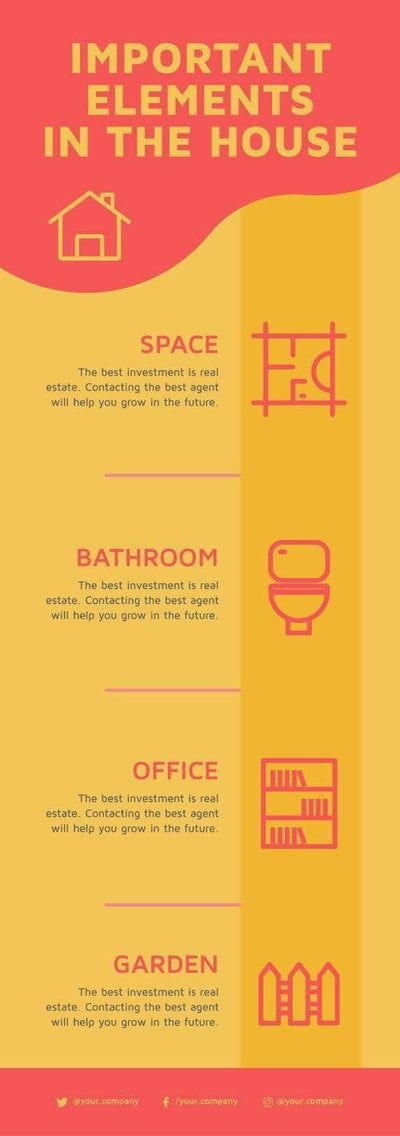 Important Elements in a House Yellow and Red Real Estate Infographic Template-Real Estate-Powerpoint-Keynote-Google-Slides-Adobe-Illustrator-Infografolio
