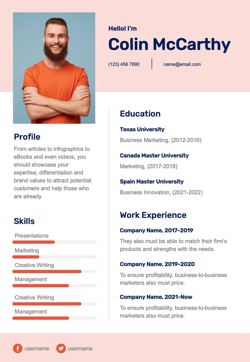 Resumes-Documents Documents Light Orange Trending Resume Template powerpoint-template keynote-template google-slides-template infographic-template