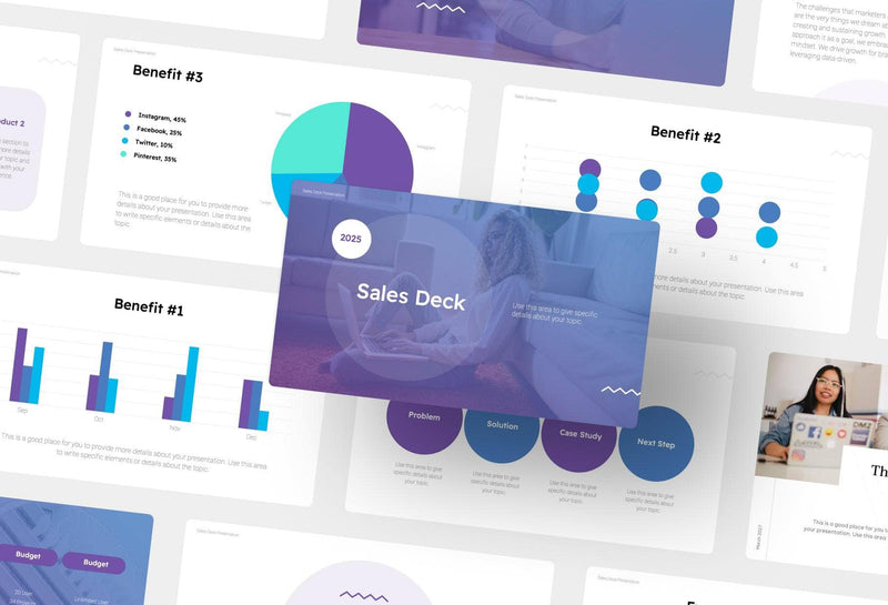 Sales-Deck Slides Blue and Purple Gradient and Professional Presentation Sales Deck Template S11012201 powerpoint-template keynote-template google-slides-template infographic-template