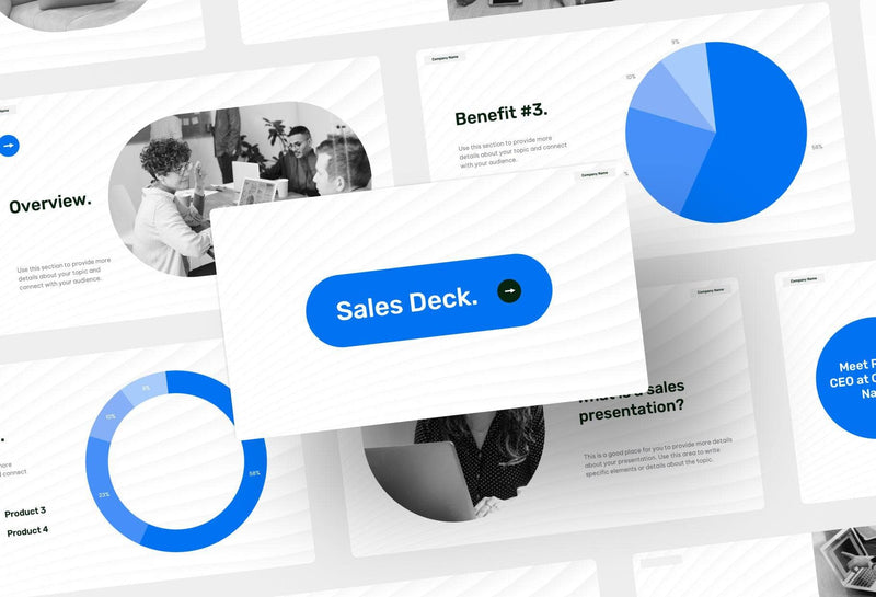 Sales-Deck Slides Blue Black and White Minimal and Professional Presentation Sales Deck Template S11022201 powerpoint-template keynote-template google-slides-template infographic-template